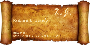 Kubanek Jenő névjegykártya